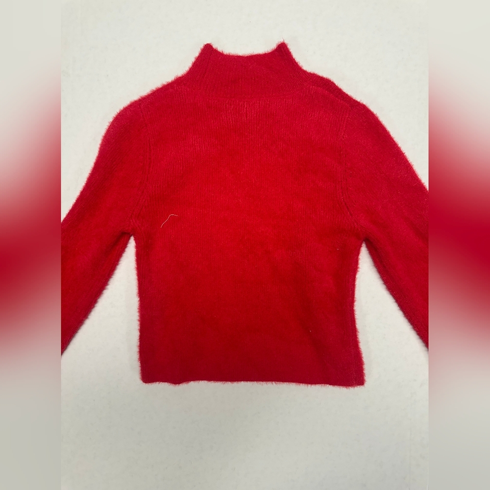 Sincerely Jules Red Fuzzy Mock Neck Sweater Size M Cozy Knit